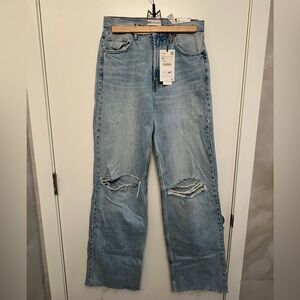 Zara wide leg ripped jeans